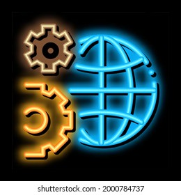 solving planet problems neon light sign vector. Glowing bright icon solving planet problems sign. transparent symbol illustration
