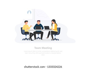 Solving Problem with A Great Team. Team Meeting Concept. 3d Isometric Vector Illustration.
