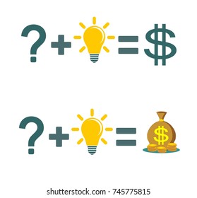 Solving a problem and make money. Solve problems will make rich. Stock vector illustration for poster, greeting card, website, ad, business presentation, advertisement design.