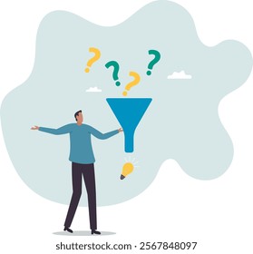 Solving problem, solution or result from business difficulty, research or discover new idea, creativity to answer questions,business concept.flat character.