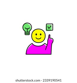 solving problems line icon color purple and yellow vector with mental health theme