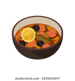 Solyanka soup Russian food illustration