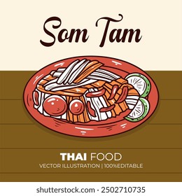 Som tam thailand food vector illustration