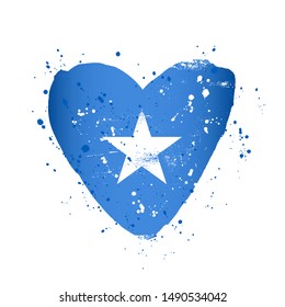 Somali flag in the form of a big heart. Vector illustration on a white background. Brush strokes are drawn by hand. Somalia Independence Day.
