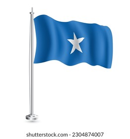 Somali Flag. Isolated Realistic Wave Flag of Somalia Country on Flagpole. Vector Illustration.