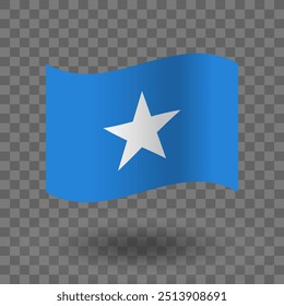 Vetor de bandeira somali. Fundo transparente isolado de bandeira ondulada somali. Ícone do símbolo da Bandeira da Somália. EPS 10