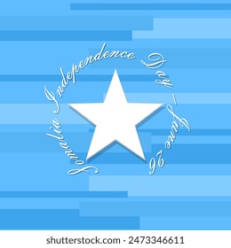 Somali Independence Day event banner. A white Star on a light blue decoration background to celebrate on June 26th