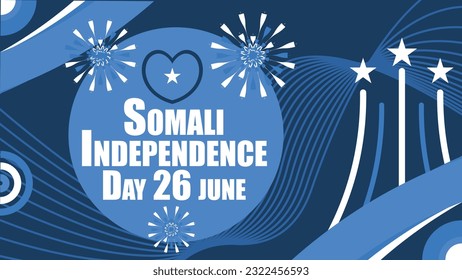 Somali Independence Day vector banner design with retro geometric shapes and patterns, Somali flag , fireworks and typography. Happy Somali Independence Day modern graphic abstract poster.