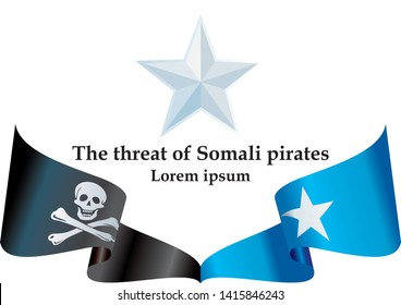 Somali Pirates Flag Set, News About Another Incident With Somali Pirates. Template For News And Information Design.