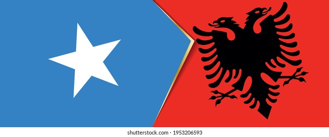 Somalia and Albania flags, two vector flags symbol of relationship or confrontation.