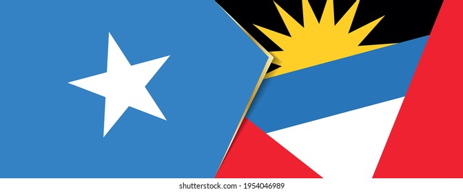 Somalia und Antigua und Barbuda sind Flaggen, zwei Vektorfahnen, Symbol für Beziehung oder Konfrontation.