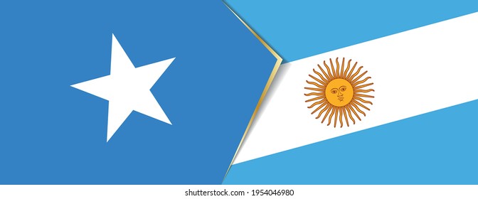Somalia and Argentina flags, two vector flags symbol of relationship or confrontation.