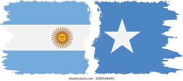 Somalia and Argentina grunge flags connection, vector