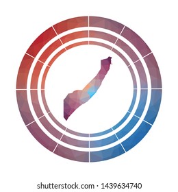 Somalia badge. Bright gradient logo of country in low poly style. Multicolored Somalia rounded sign with map in geometric style for your infographics.