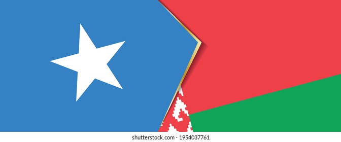 Somalia and Belarus flags, two vector flags symbol of relationship or confrontation.