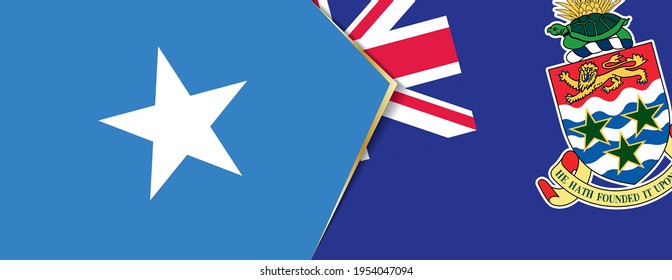Banderas de Somalia y las Islas Caimán, dos banderas vectoriales símbolo de relación o enfrentamiento.