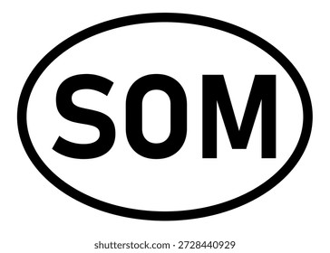 Somalia-Ländercode SOM-Ikone, Vektor auf weißem Hintergrund
Ländercode-Abkürzung ovales Aufkleber-Symbol auf weißem Hintergrund