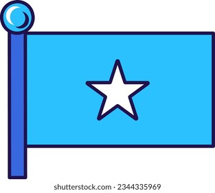 Somalia country flag on flagpole for registration of solemn event, meeting foreign guests. Somalia official flag on pole of participating states. Simple vector isolated on white background