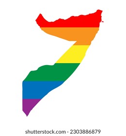 Somalia country silhouette. Country map silhouette in rainbow colors of LGBT flag.