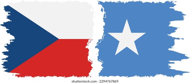 Somalia and Czech Republic grunge flags connection, vector