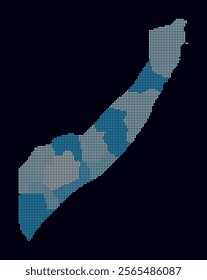 Somalia dotted map. Digital style map of the country on dark background. Somalia shape with circle dots. Colored dots style. Small size circles. Amazing vector illustration.