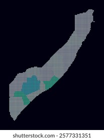 Somalia dotted map. Digital style map of the country on dark background. Somalia shape with square dots. Colored dots style. Small size squares. Awesome vector illustration.