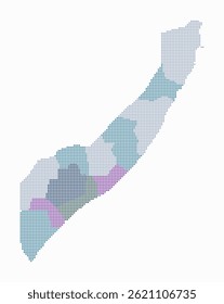 A Somália pontilhou o mapa. Mapa de estilo digital do país sobre fundo branco. Forma de Somália com pontos circulares. Estilo de pontos coloridos. Círculos de tamanho pequeno. Ilustração de vetor simples.