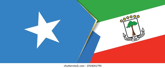 Somalia and Equatorial Guinea flags, two vector flags symbol of relationship or confrontation.