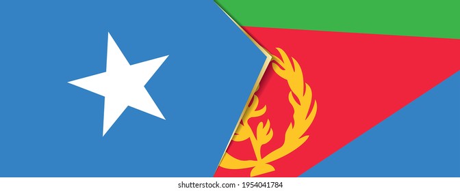 Somalia and Eritrea flags, two vector flags symbol of relationship or confrontation.