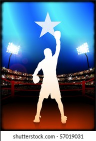 Somalia Flag with Boxer on Stadium Background Original Illustration