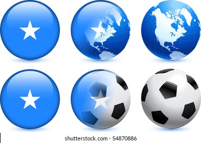 Somalia Flag Button with Global Soccer Event Original Illustration