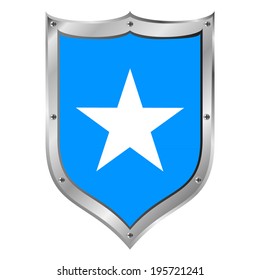 Somalia flag button on a white background. Vector illustration.