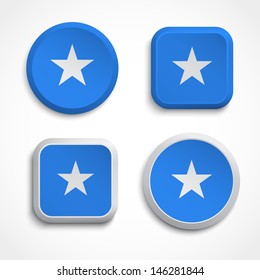 Somalia flag buttons set on the white background, vector illustration