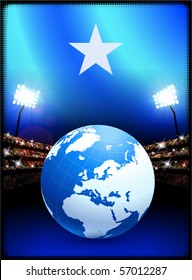 Somalia Flag with Globe on Stadium Background Original Illustration