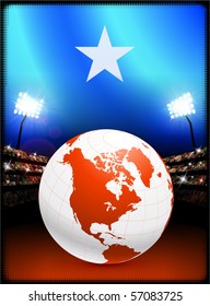 Somalia Flag with Globe on Stadium Background Original Illustration
