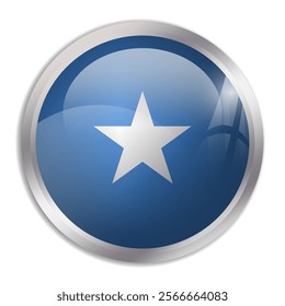 Somalia flag - glossy circle button displays a colorful flag representing a country cultural identity and heritage. The essence of national pride and unity.