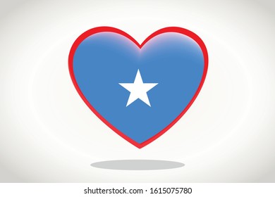 Somalia Flag in Heart Shape. Heart 3d Flag of Somalia, Somalia flag template design.