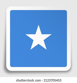 Somalia flag icon on paper square sticker with shadow. Button for mobile application or web. Vector