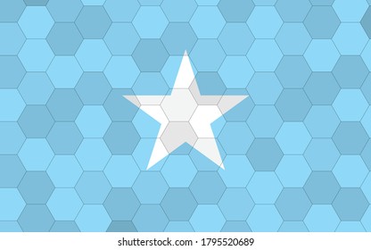 Ilustración de la bandera de Somalia. Gráfico de bandera somalí futurista con vector de fondo hexágono abstracto. La bandera nacional de Somalia simboliza la independencia.