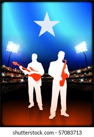 Somalia Flag with Live Music Band on Stadium Background Original Illustration