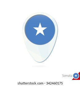 Somalia flag location map pin icon on white background. Vector Illustration.