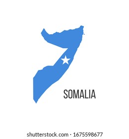 Mapa de la bandera de Somalia. La bandera del país en forma de fronteras. Ilustración vectorial de material aislada en fondo blanco.