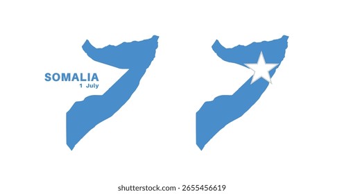 Bandera de Somalia y conjunto de mapas. Bandera de Somalia en colores y proporciones oficiales., Mapa