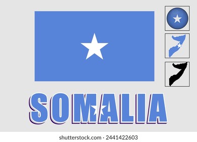 Somalia flag and map in a vector graphic