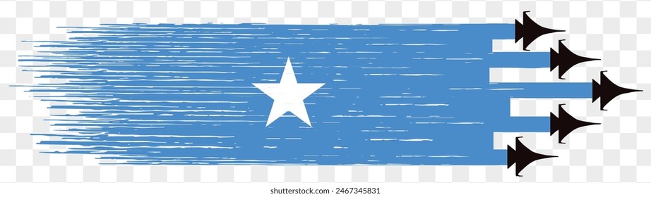 Somalia flag with military fighter jets isolated background. vector illustration