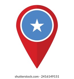 Somalia flag on map pinpoint icon isolated. Flag of Somalia