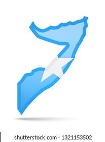 Somalia flag and outline of the country on a white background. Vector illustration.