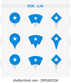 Bandera de Somalia, conjunto de iconos de la bandera de Somalia. Ilustración vectorial de los símbolos nacionales.