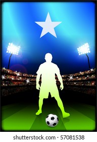 Somalia Flag with Soccer Player on Stadium Background Original Illustration