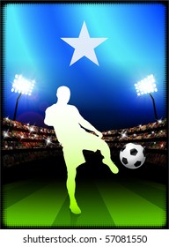 Somalia Flag with Soccer Player on Stadium Background Original Illustration